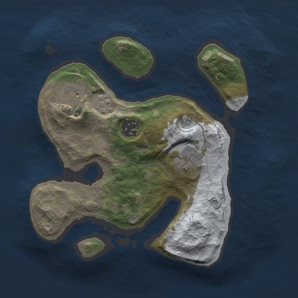 Rust Map: Barren, Size: 2500, Seed: 22653, 7 Monuments