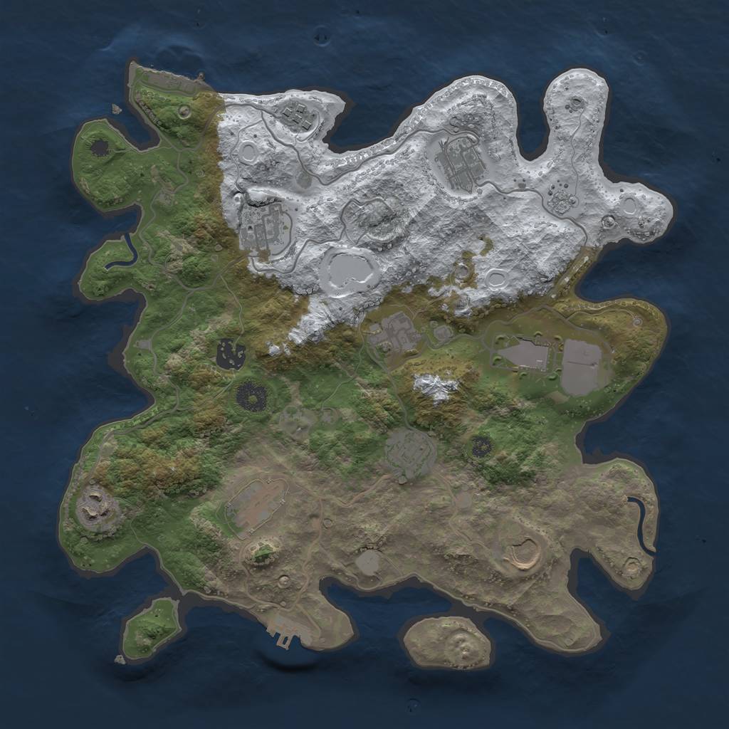 Rust Map: Procedural Map, Size: 3500, Seed: 6076555, 18 Monuments