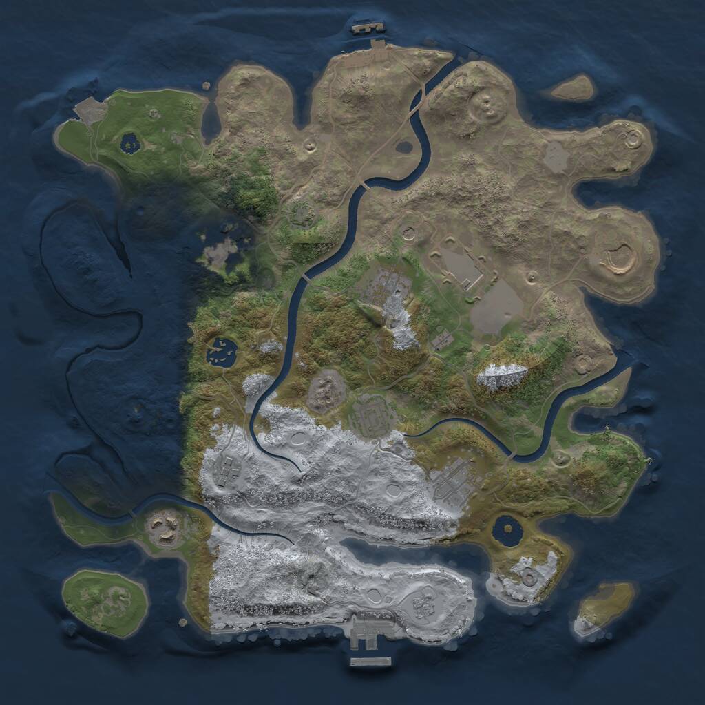Rust Map: Procedural Map, Size: 3500, Seed: 3281984, 15 Monuments