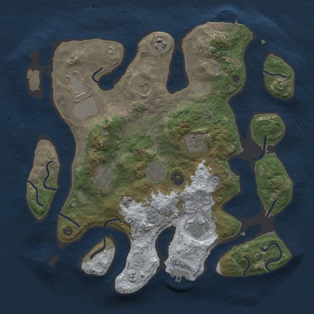 Rust Map: Procedural Map, Size: 3500, Seed: 701480, 17 Monuments