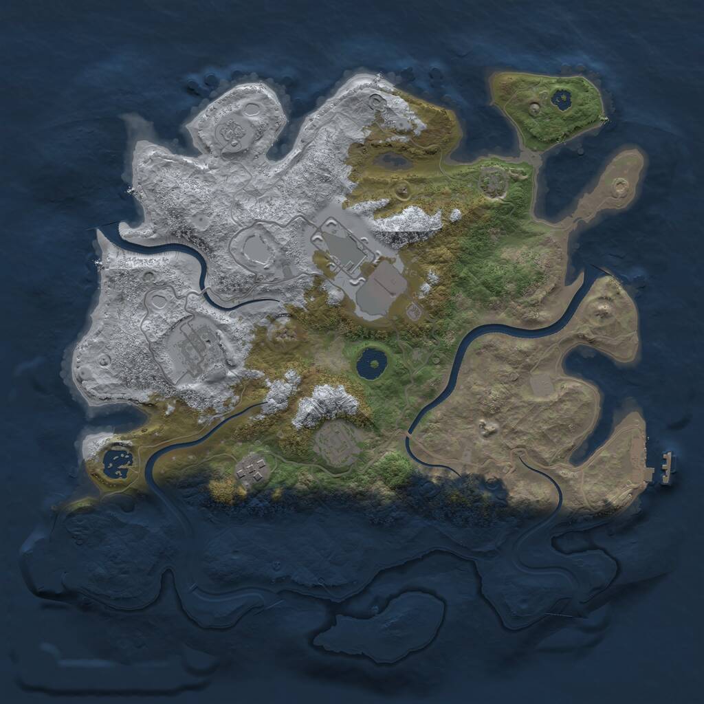 Rust Map: Procedural Map, Size: 3500, Seed: 3723404, 11 Monuments