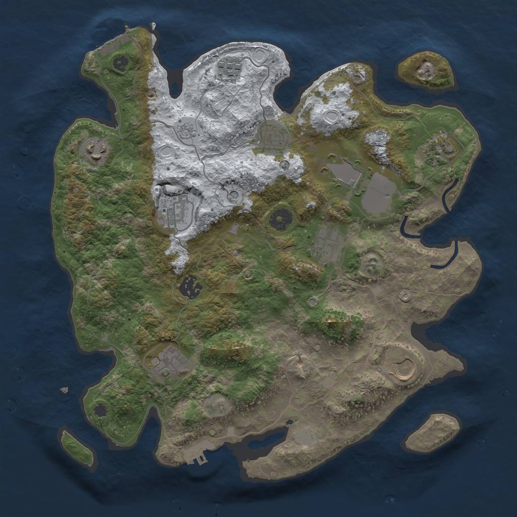 Rust Map: Procedural Map, Size: 3500, Seed: 4252790, 19 Monuments