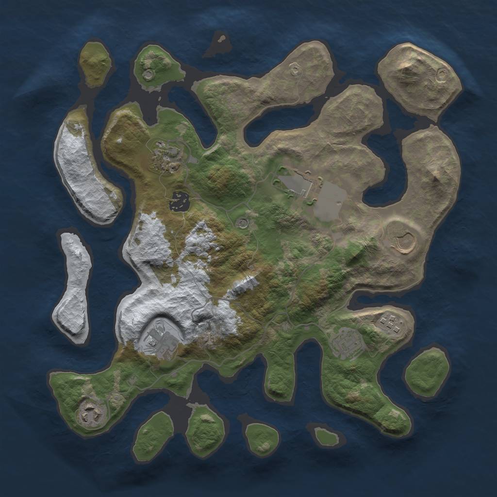 Rust Map: Barren, Size: 3500, Seed: 2000527, 11 Monuments