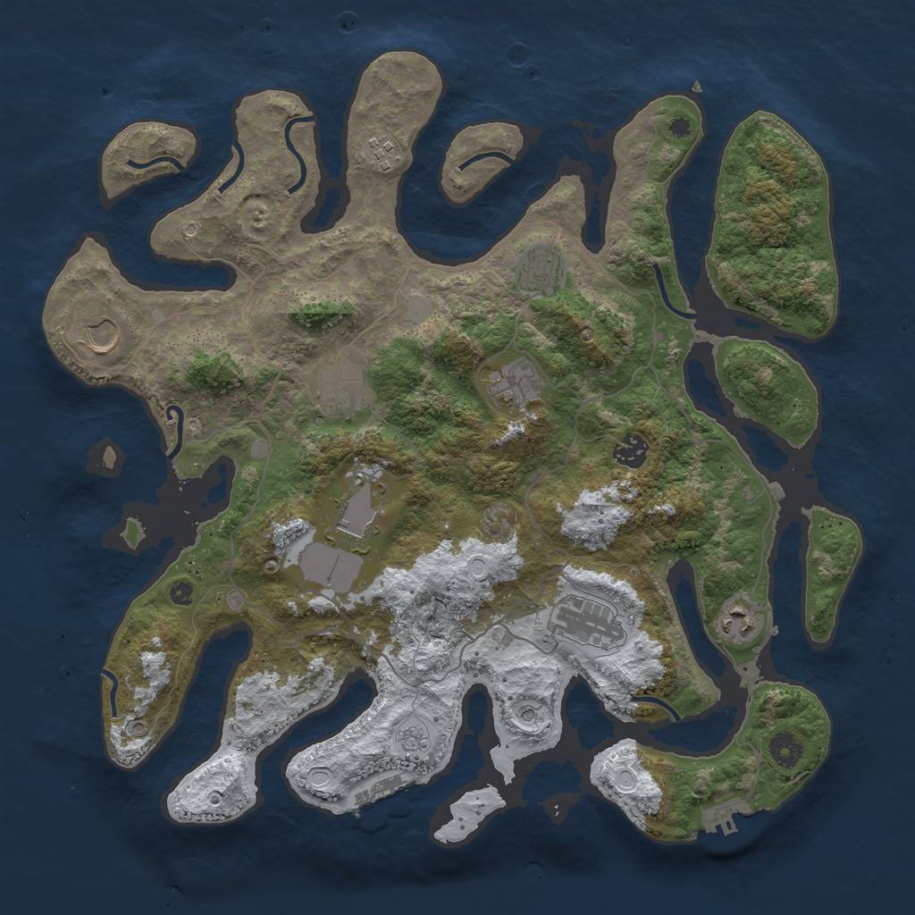 Rust Map: Procedural Map, Size: 4000, Seed: 237429, 18 Monuments