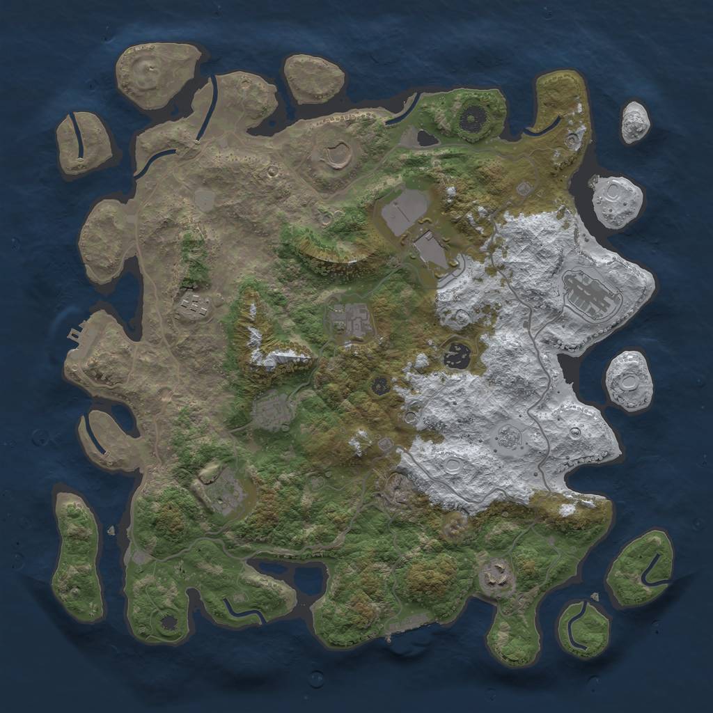 Rust Map: Procedural Map, Size: 4000, Seed: 1556943, 18 Monuments
