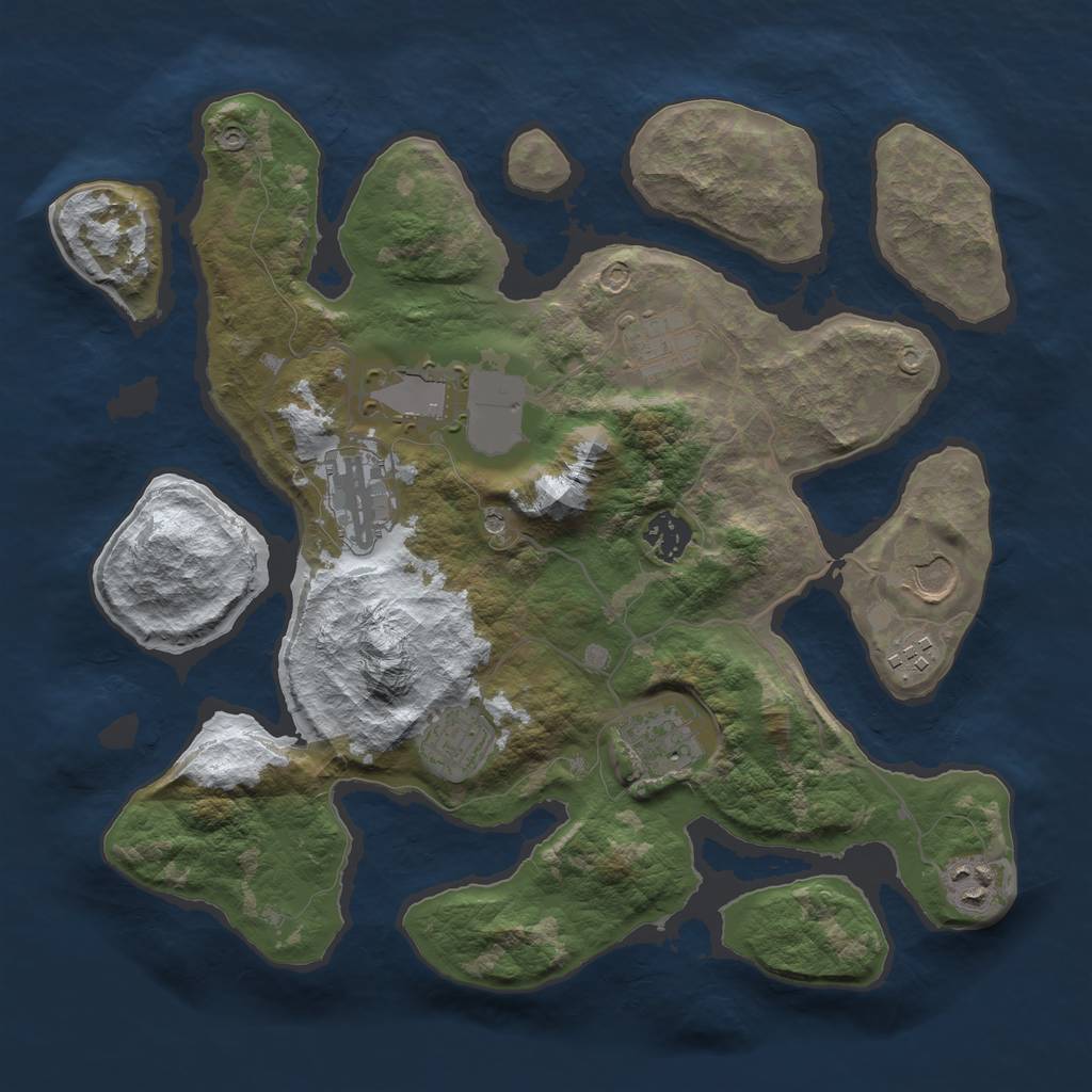 Rust Map: Barren, Size: 3500, Seed: 5962396, 12 Monuments