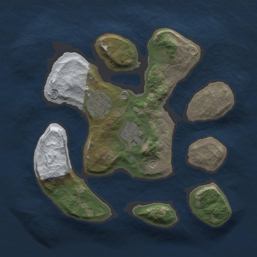 Rust Map: Barren, Size: 2500, Seed: 1478576, 5 Monuments
