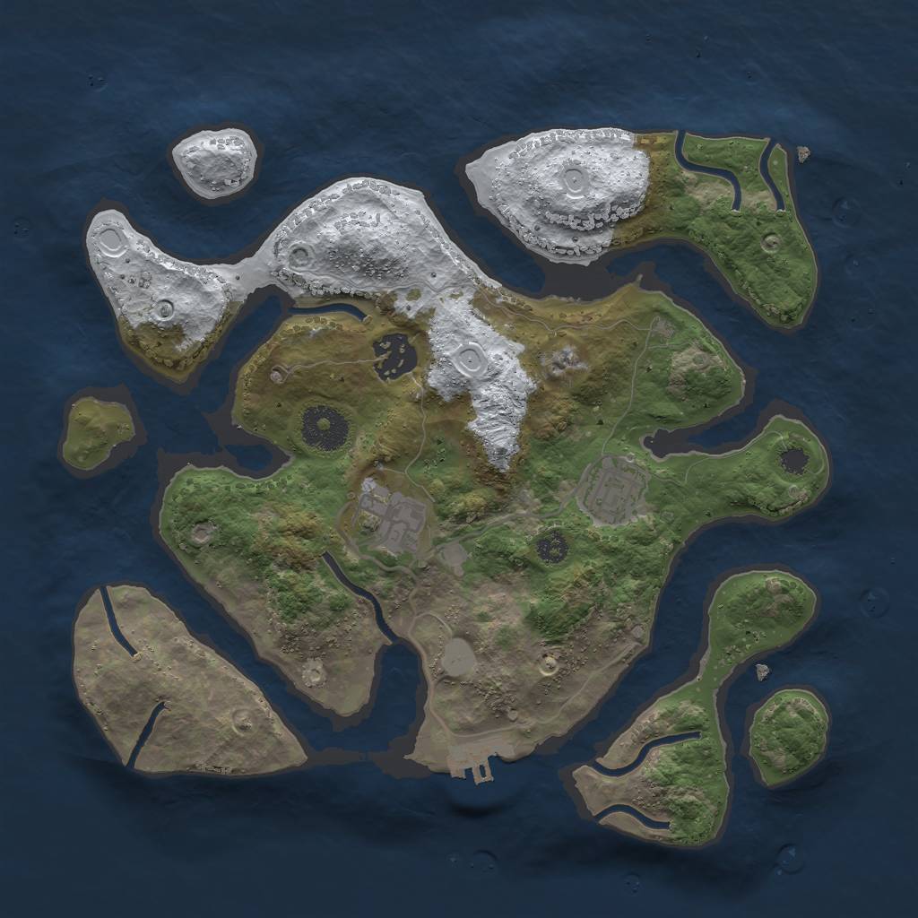 Rust Map: Procedural Map, Size: 3000, Seed: 24289, 9 Monuments