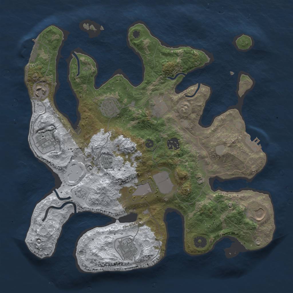 Rust Map: Procedural Map, Size: 3500, Seed: 4453515, 17 Monuments