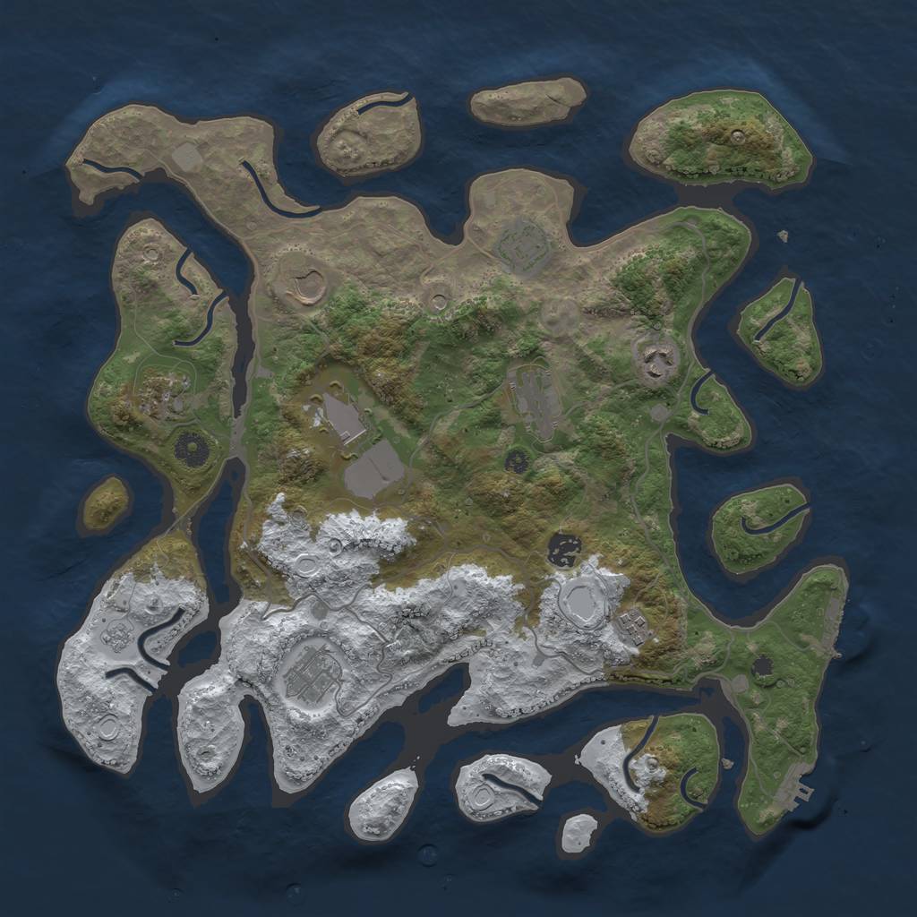 Rust Map: Procedural Map, Size: 4000, Seed: 5413727, 18 Monuments