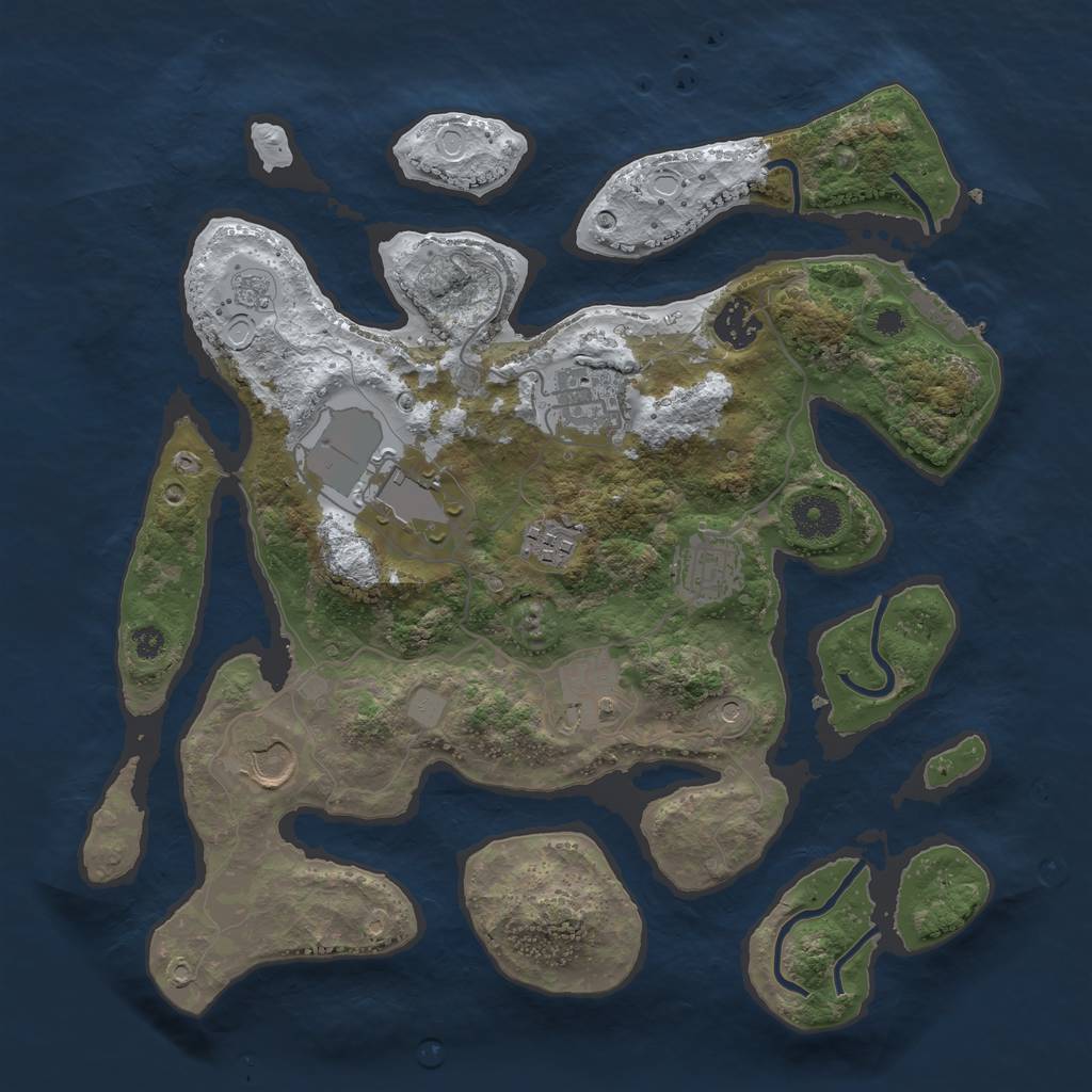 Rust Map: Procedural Map, Size: 3500, Seed: 4420243, 15 Monuments