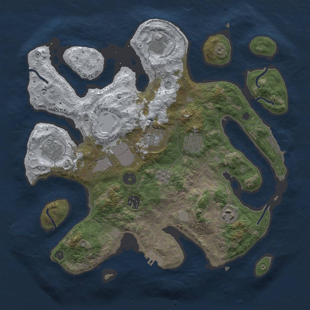 Rust Map: Procedural Map, Size: 3500, Seed: 4598186, 17 Monuments