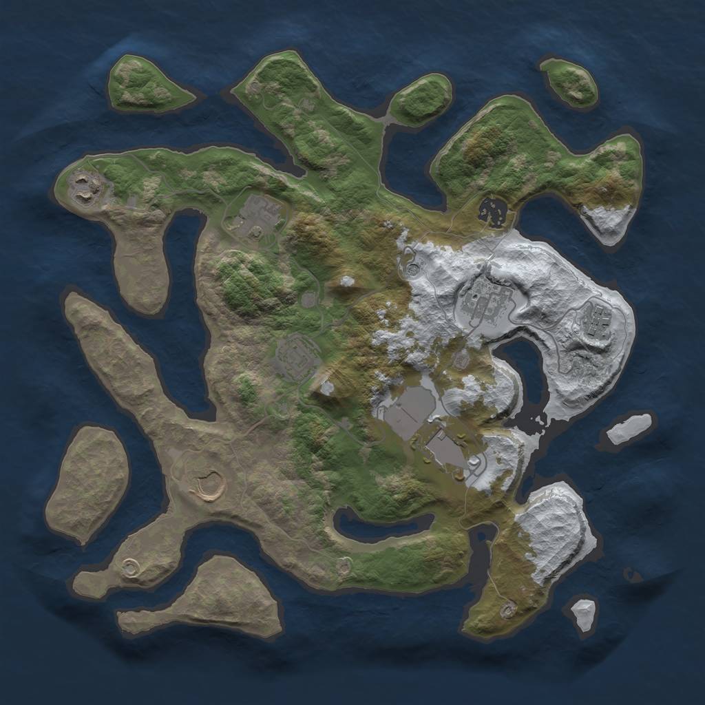 Rust Map: Barren, Size: 3500, Seed: 5691454, 11 Monuments