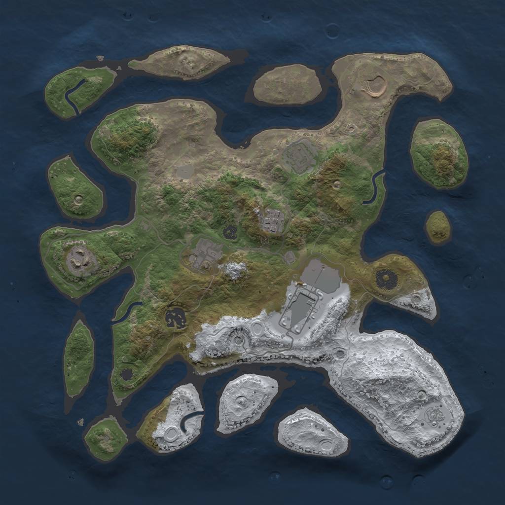 Rust Map: Procedural Map, Size: 3500, Seed: 4384072, 14 Monuments