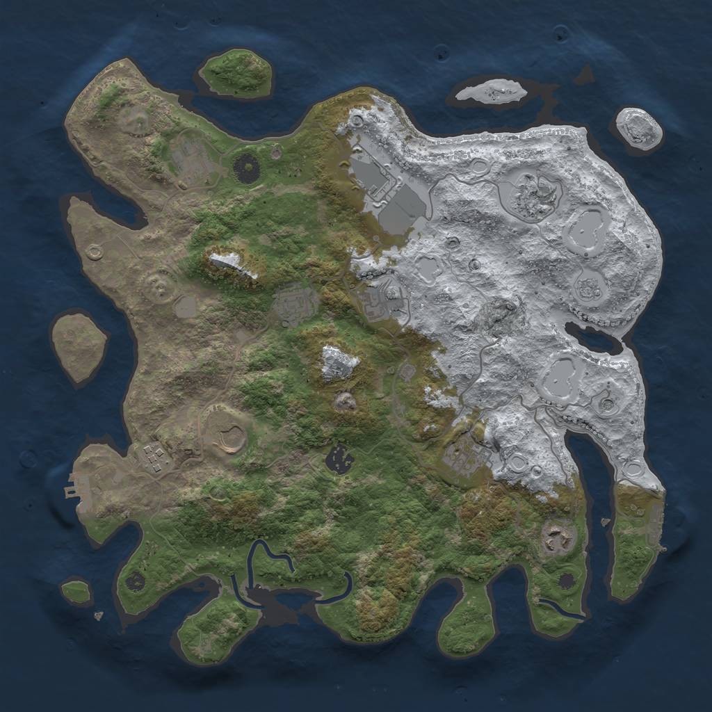 Rust Map: Procedural Map, Size: 3850, Seed: 881261748, 19 Monuments