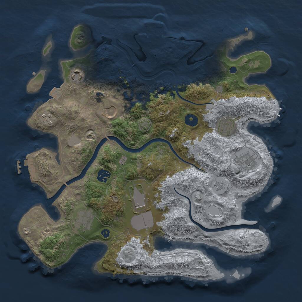 Rust Map: Procedural Map, Size: 3500, Seed: 1534518, 14 Monuments