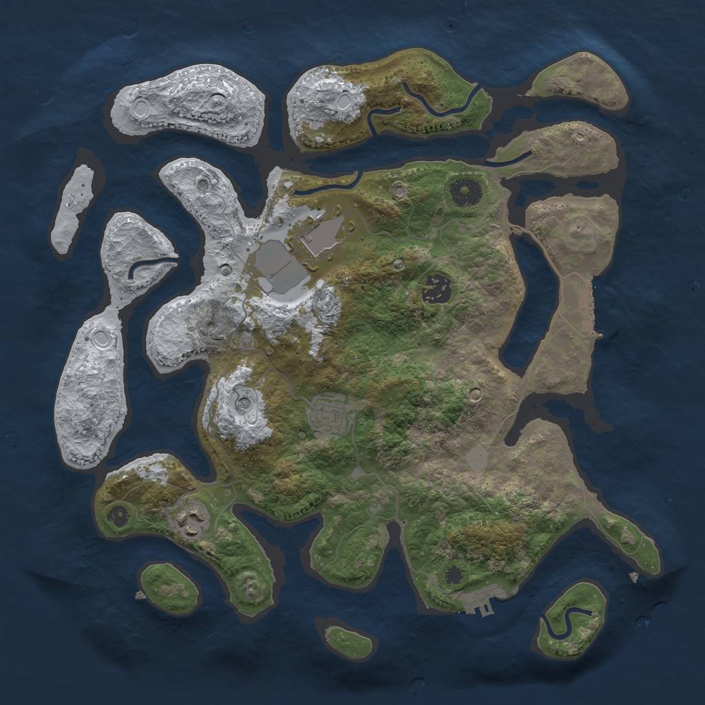 Rust Map: Procedural Map, Size: 3500, Seed: 2579346, 12 Monuments