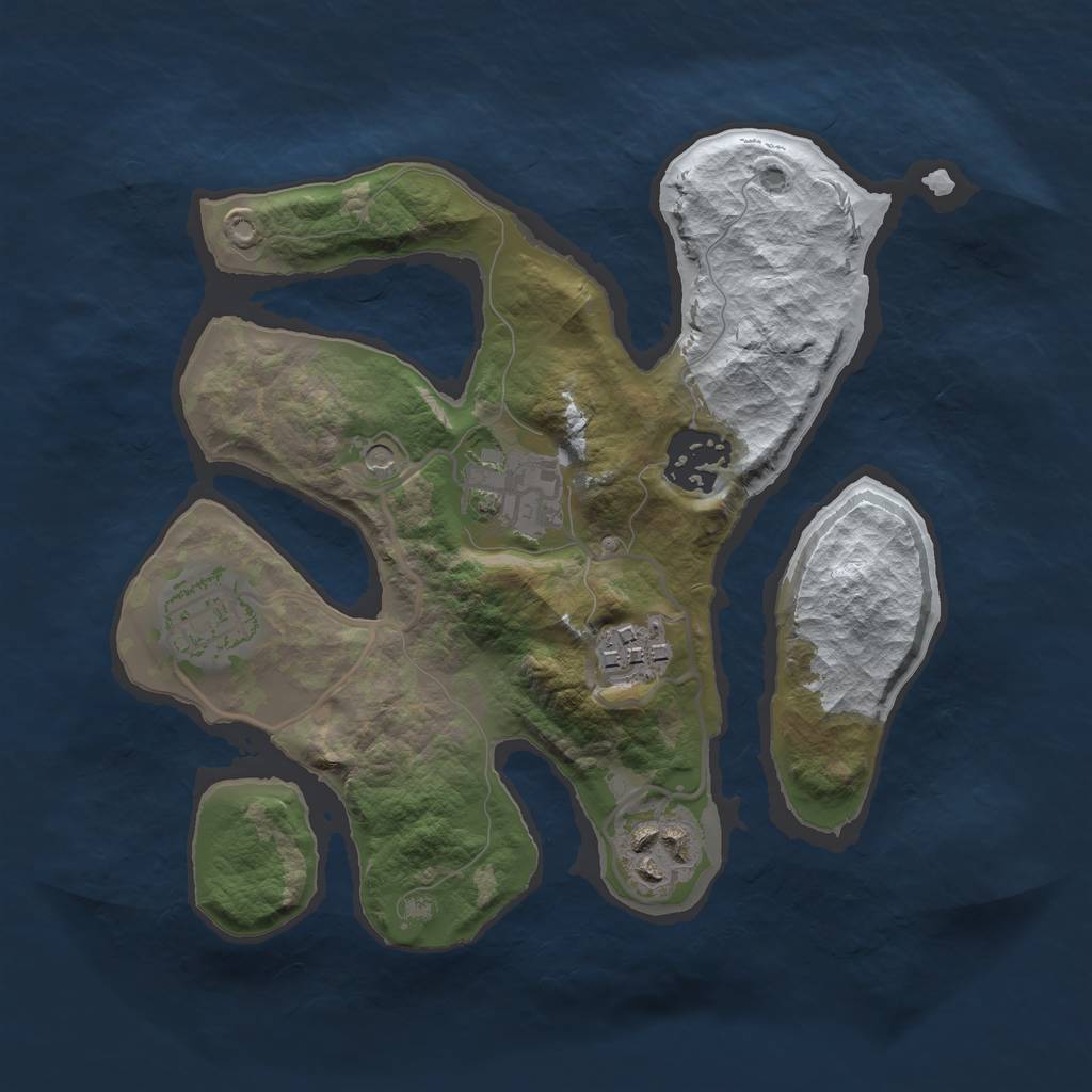 Rust Map: Barren, Size: 2500, Seed: 4187365, 8 Monuments