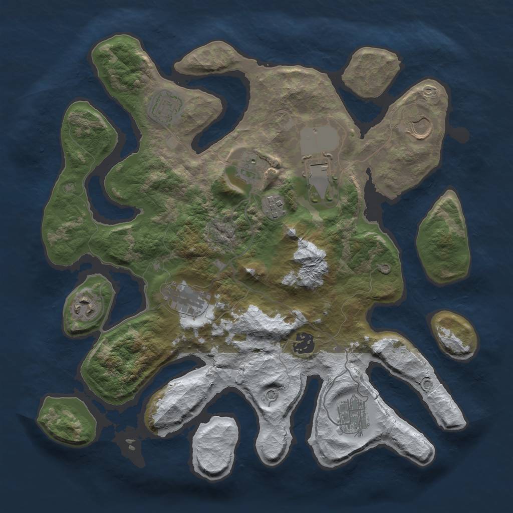 Rust Map: Barren, Size: 3500, Seed: 1002275237, 12 Monuments