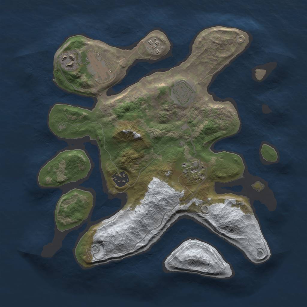 Rust Map: Barren, Size: 3000, Seed: 1167021979, 9 Monuments