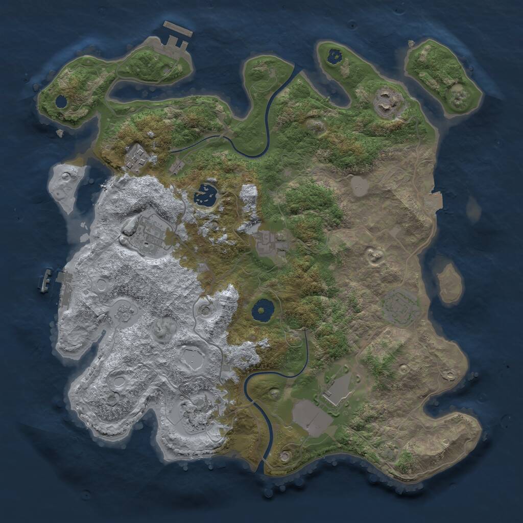 Rust Map: Procedural Map, Size: 3500, Seed: 2599015, 14 Monuments