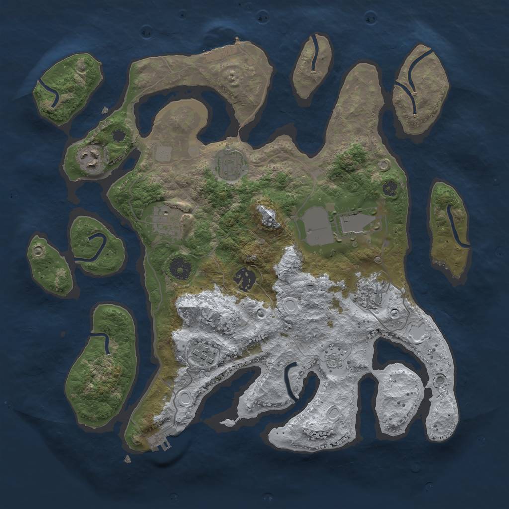 Rust Map: Procedural Map, Size: 3500, Seed: 3613514, 15 Monuments