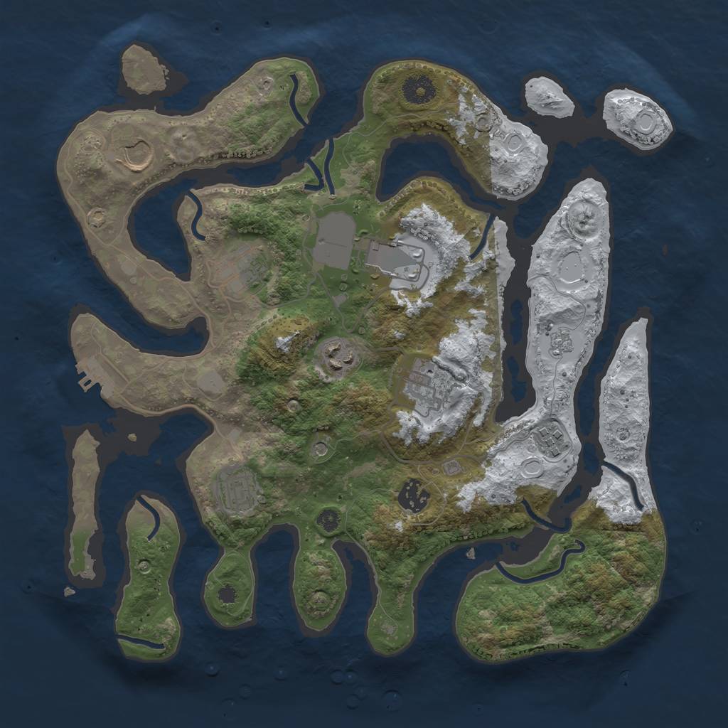 Rust Map: Procedural Map, Size: 3500, Seed: 2916533, 16 Monuments