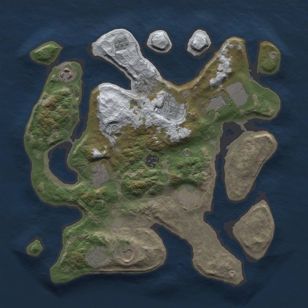 Rust Map: Barren, Size: 3500, Seed: 5995652, 12 Monuments