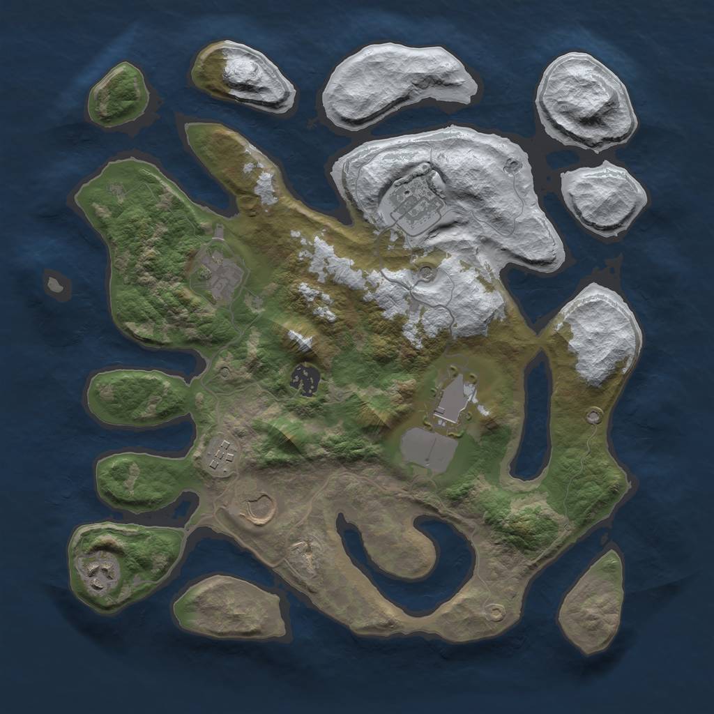 Rust Map: Barren, Size: 3500, Seed: 554863, 10 Monuments