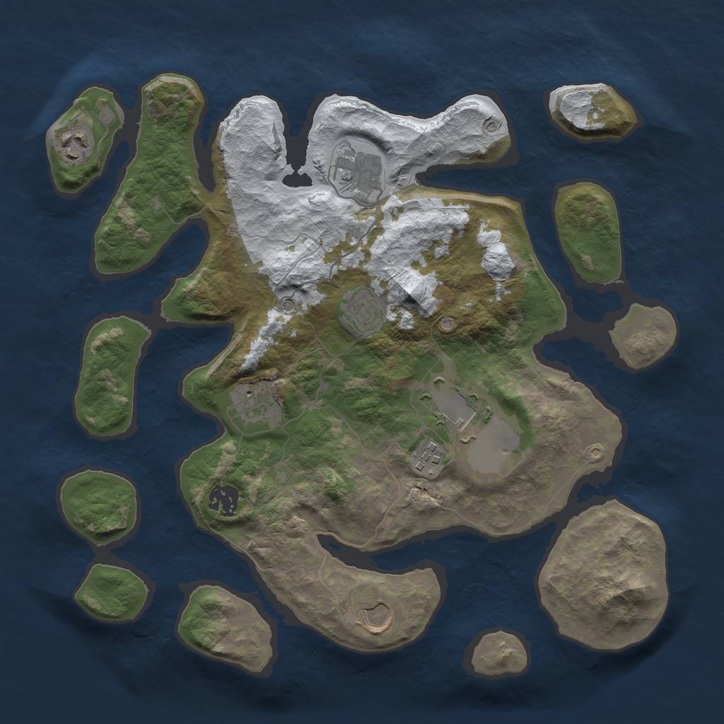 Rust Map: Barren, Size: 3500, Seed: 3270032, 11 Monuments