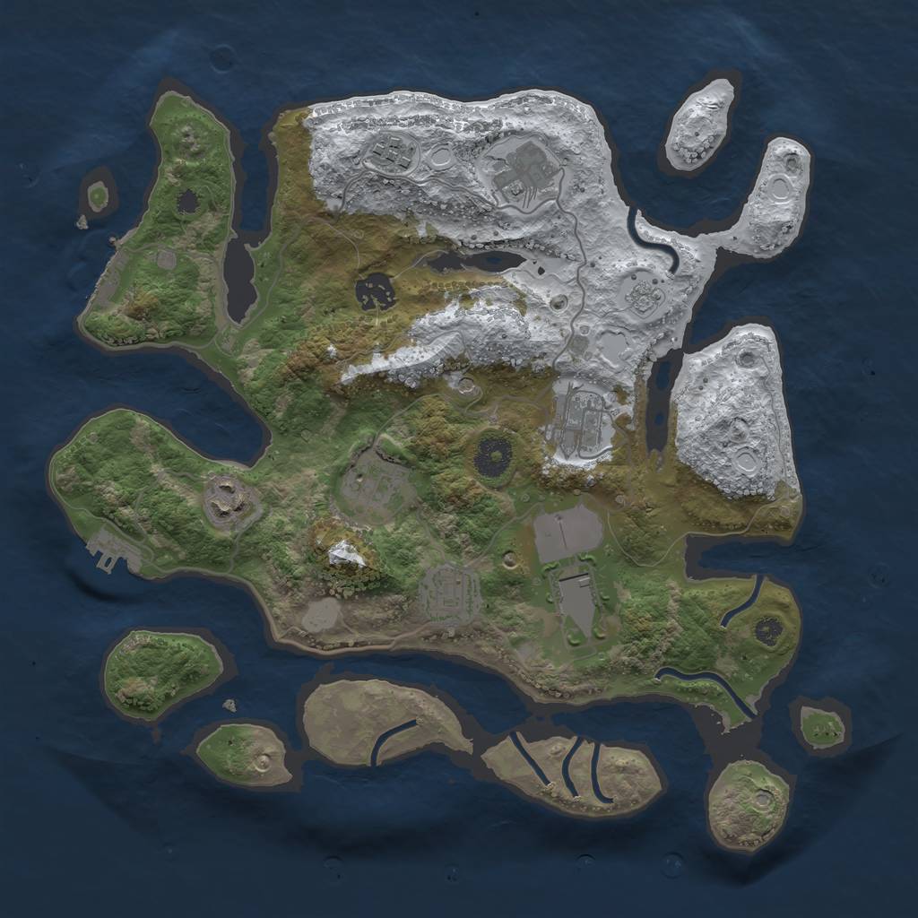 Rust Map: Procedural Map, Size: 3500, Seed: 3538036, 17 Monuments