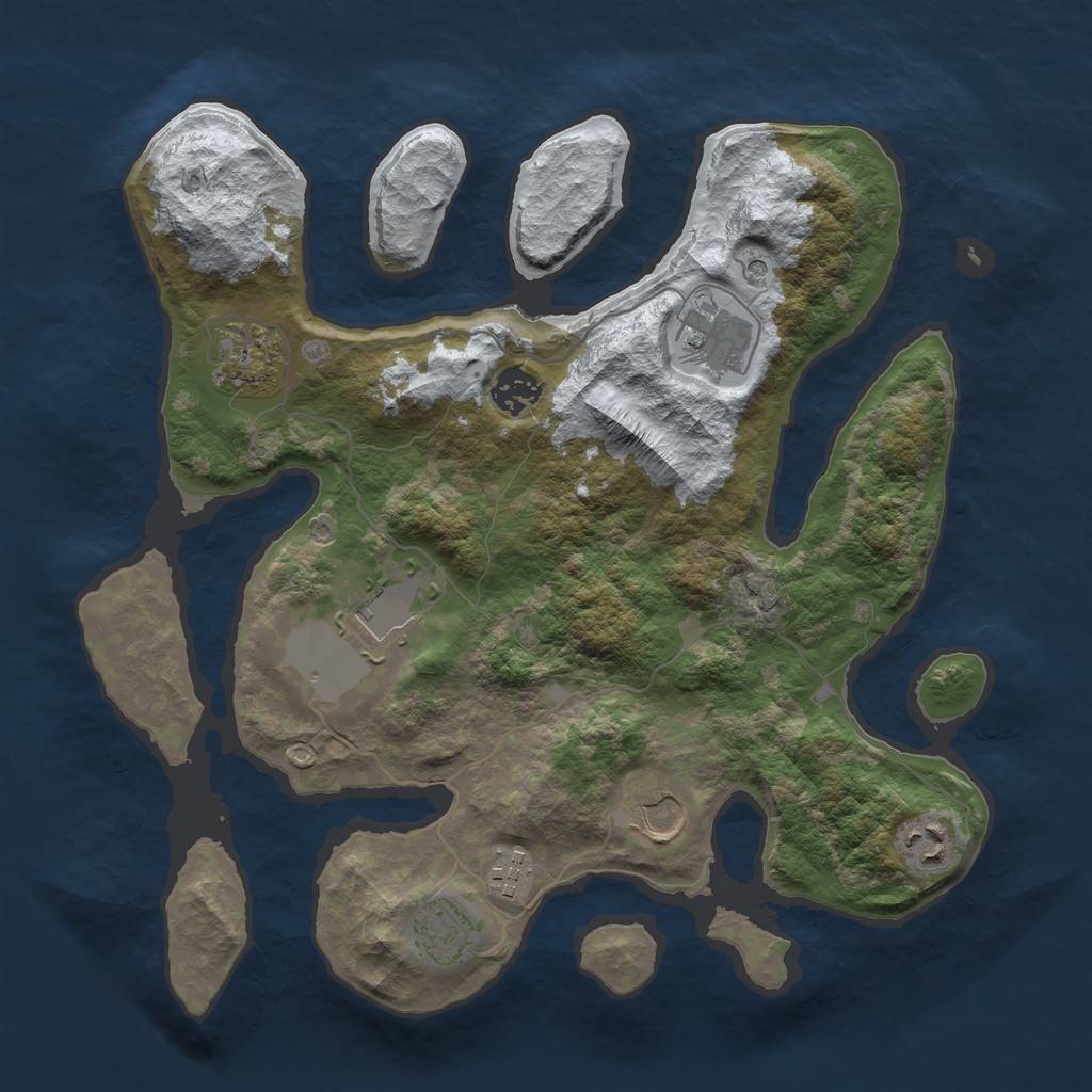 Rust Map: Barren, Size: 3500, Seed: 4690112, 11 Monuments
