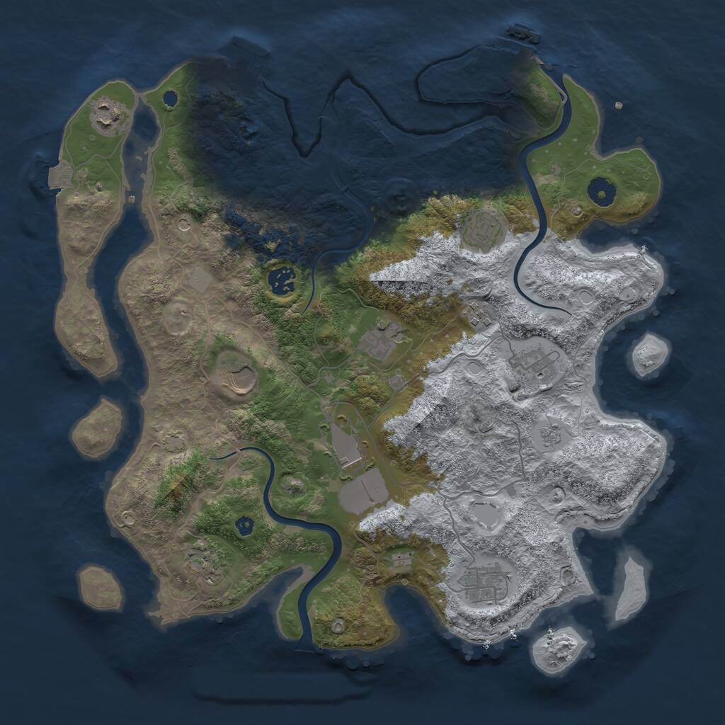 Rust Map: Procedural Map, Size: 3850, Seed: 18566554, 16 Monuments