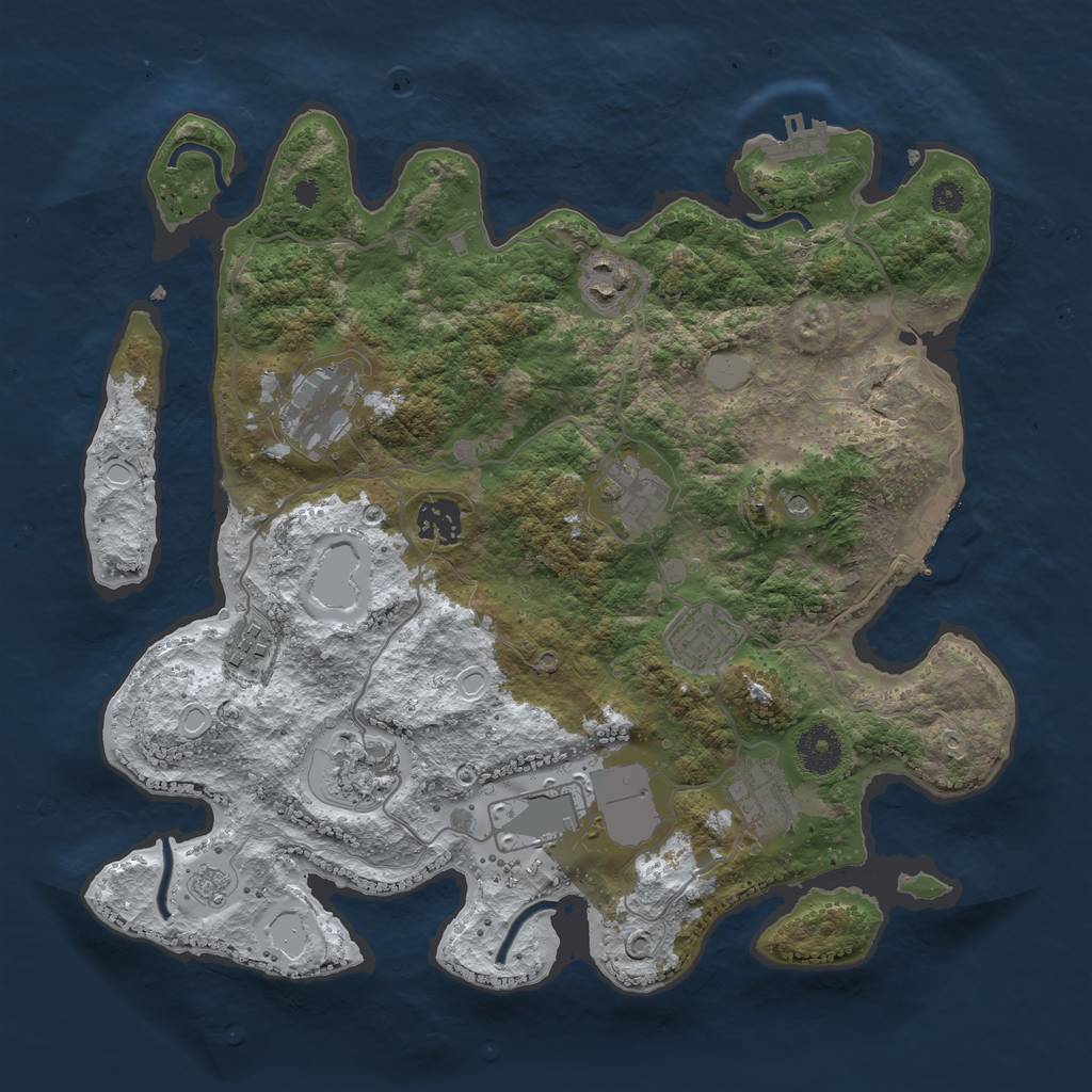 Rust Map: Procedural Map, Size: 3500, Seed: 778473, 18 Monuments