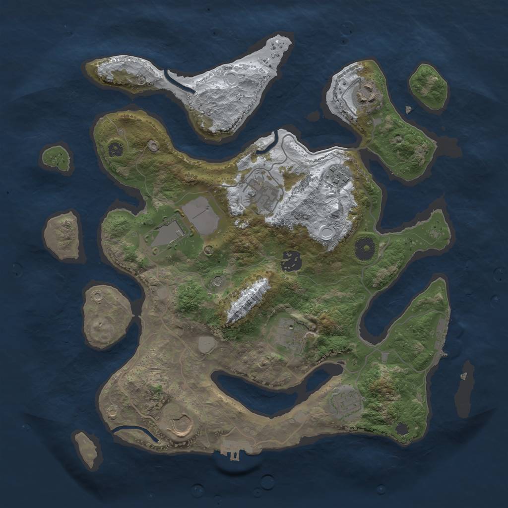 Rust Map: Procedural Map, Size: 3500, Seed: 4840933, 16 Monuments