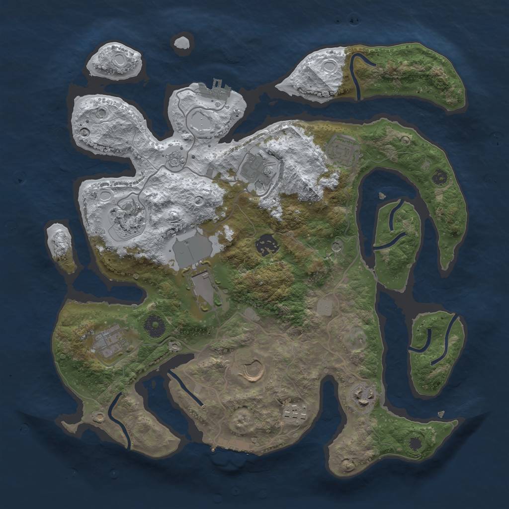 Rust Map: Procedural Map, Size: 3500, Seed: 6180292, 18 Monuments