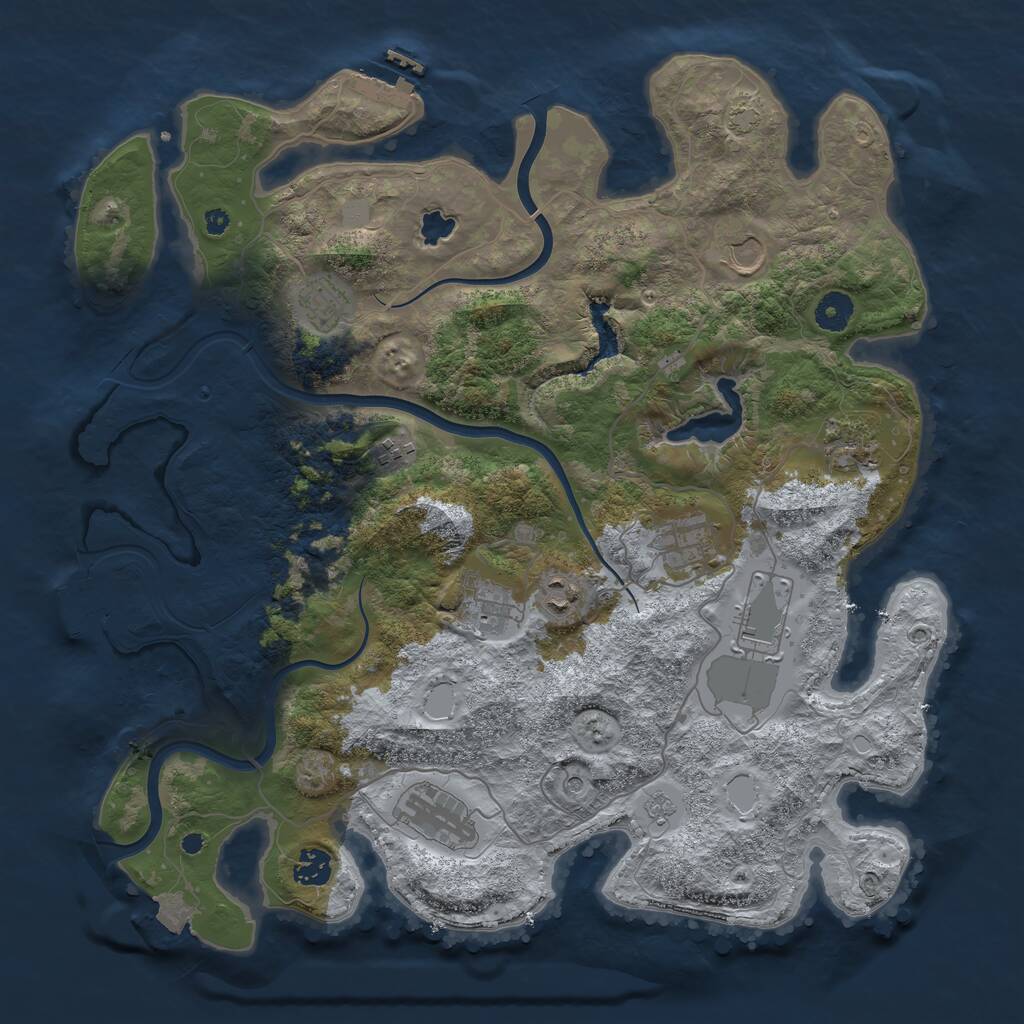 Rust Map: Procedural Map, Size: 4000, Seed: 2229299, 16 Monuments