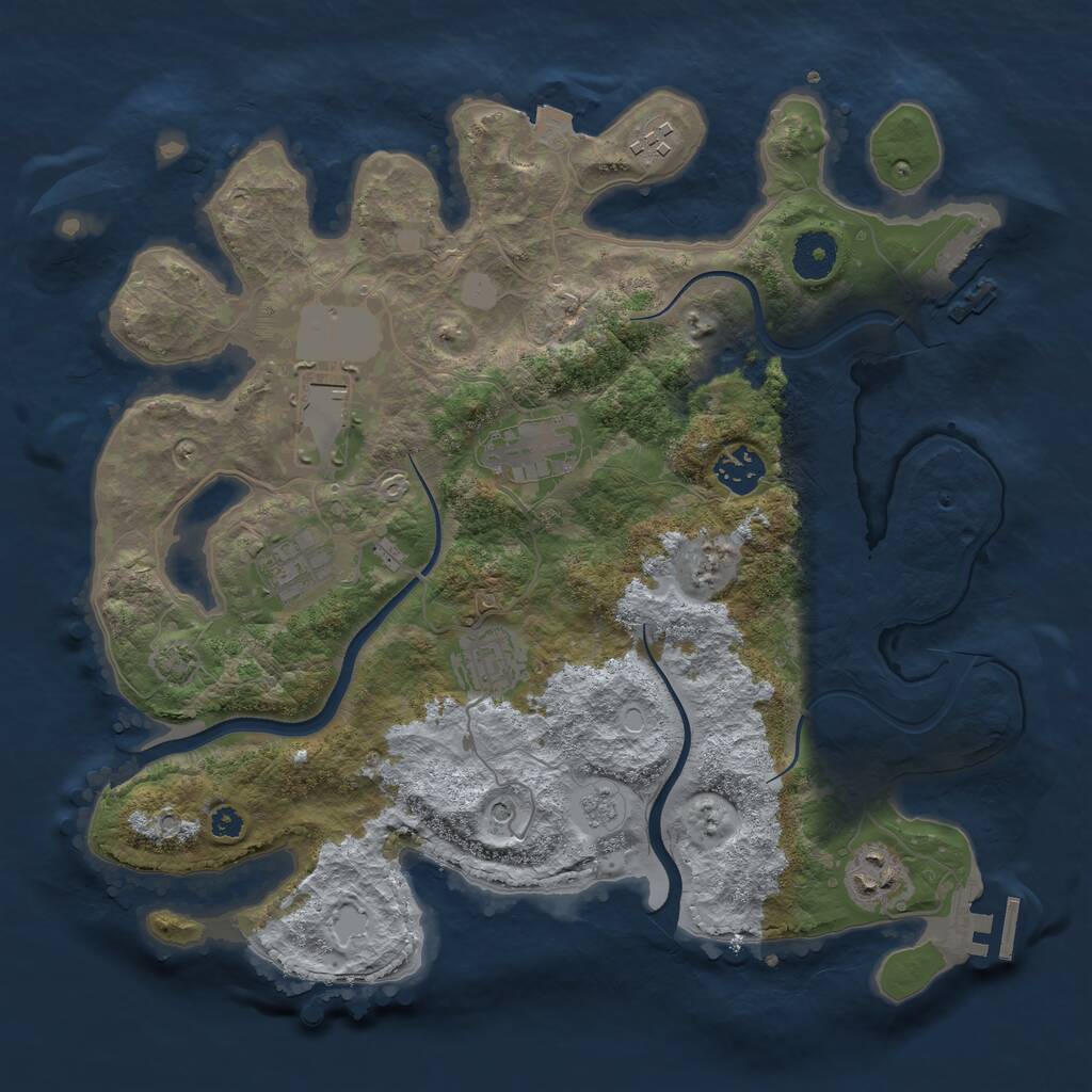 Rust Map: Procedural Map, Size: 3500, Seed: 2686320, 13 Monuments