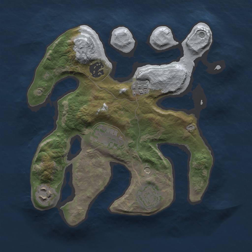 Rust Map: Barren, Size: 2500, Seed: 475167, 8 Monuments