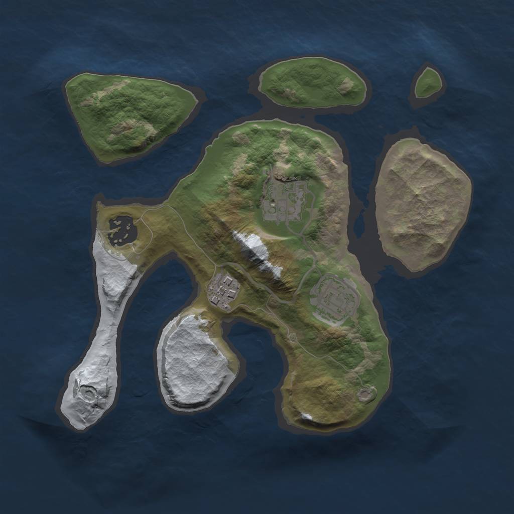 Rust Map: Barren, Size: 2500, Seed: 3879435, 6 Monuments