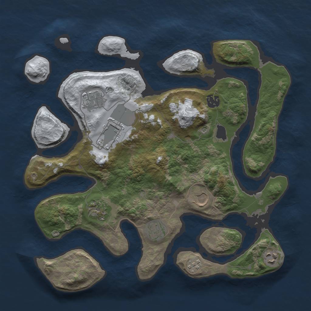 Rust Map: Barren, Size: 3500, Seed: 5348092, 11 Monuments