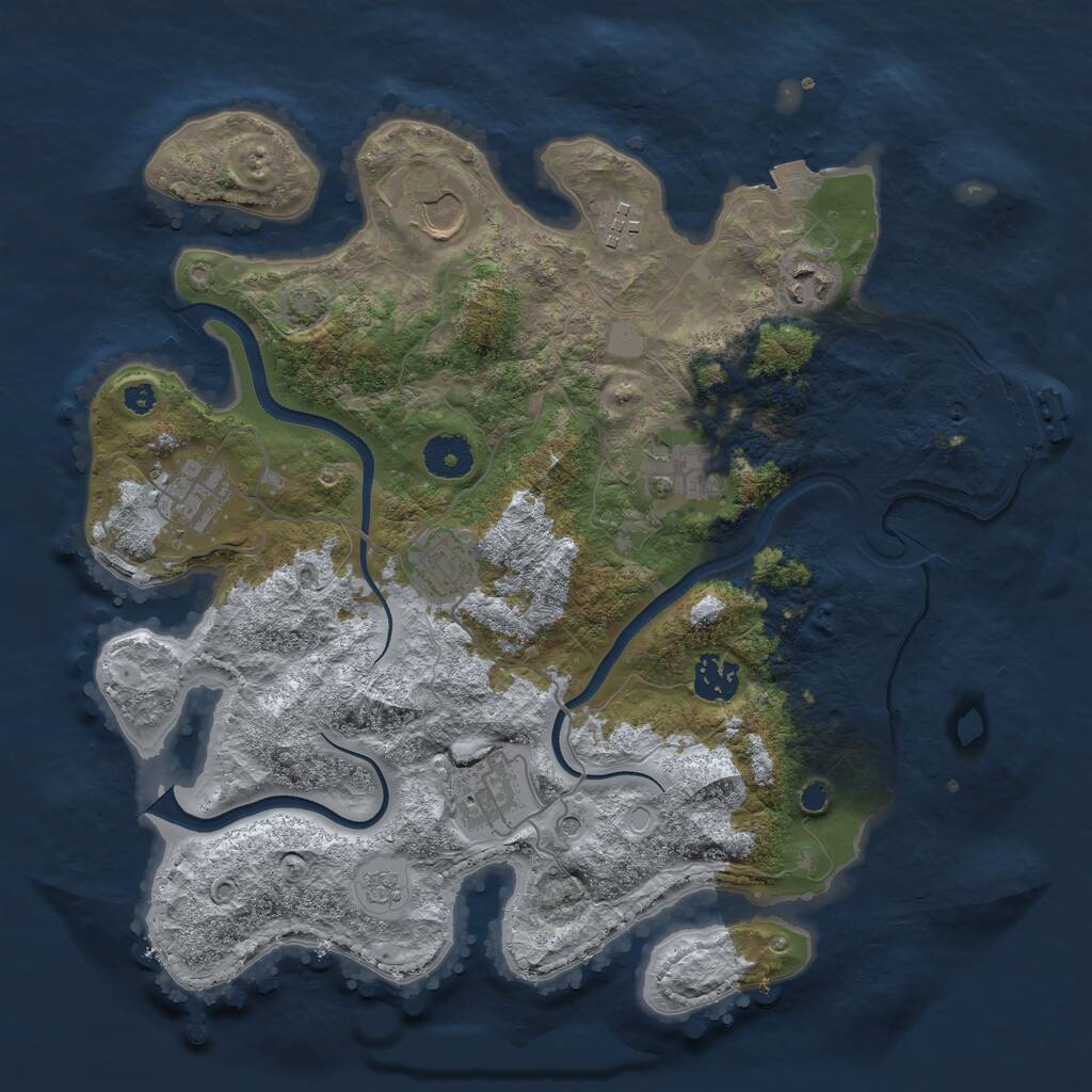 Rust Map: Procedural Map, Size: 3500, Seed: 2786323, 13 Monuments