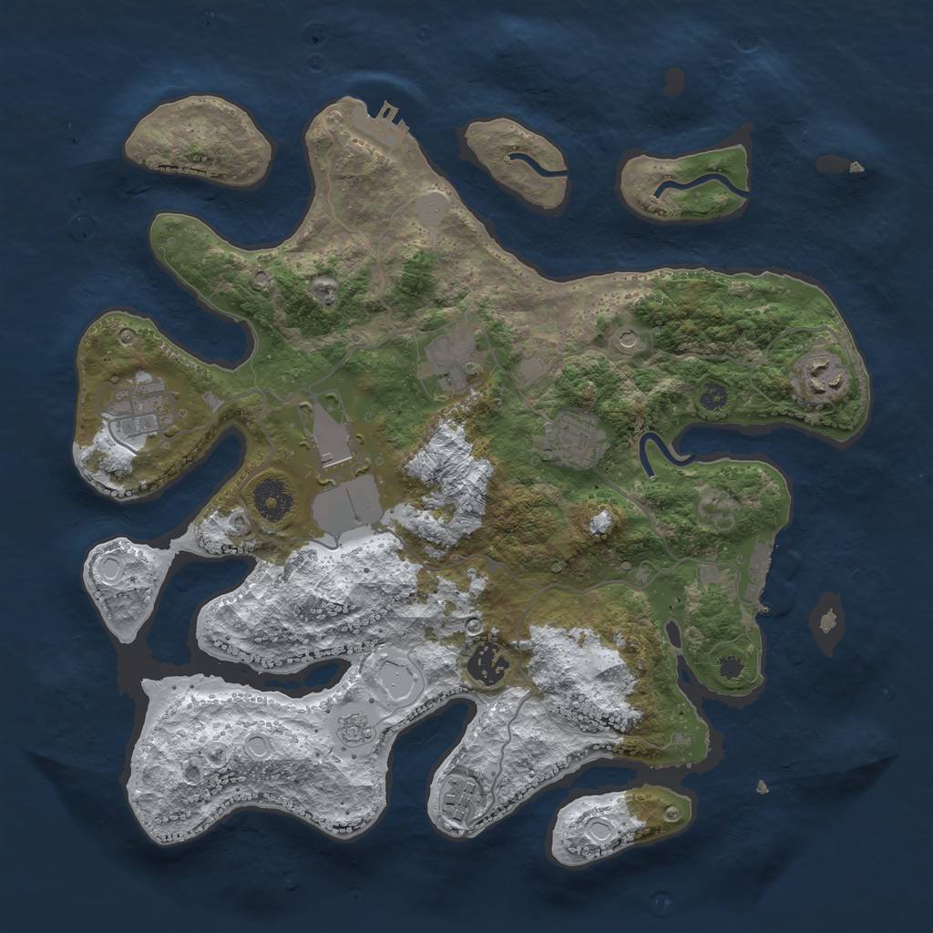 Rust Map: Procedural Map, Size: 3500, Seed: 2786323, 16 Monuments