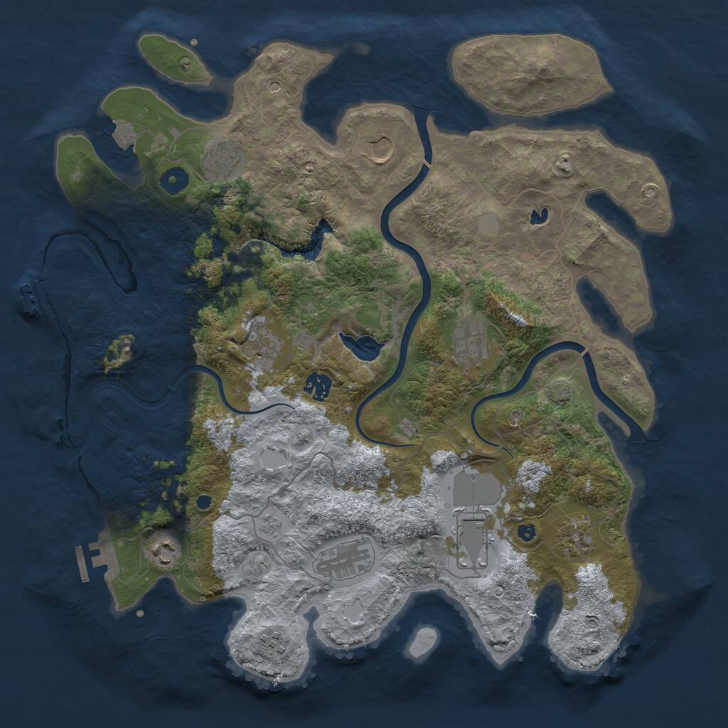 Rust Map: Procedural Map, Size: 4000, Seed: 2450025, 16 Monuments