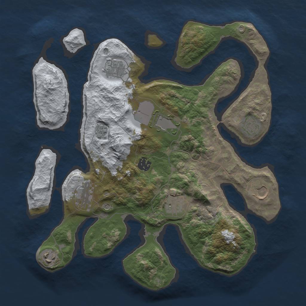 Rust Map: Barren, Size: 3500, Seed: 612693, 12 Monuments