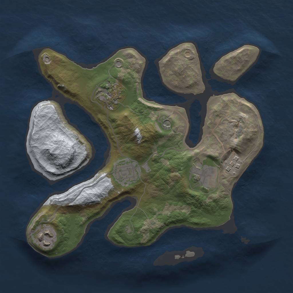 Rust Map: Barren, Size: 2500, Seed: 4821909, 8 Monuments