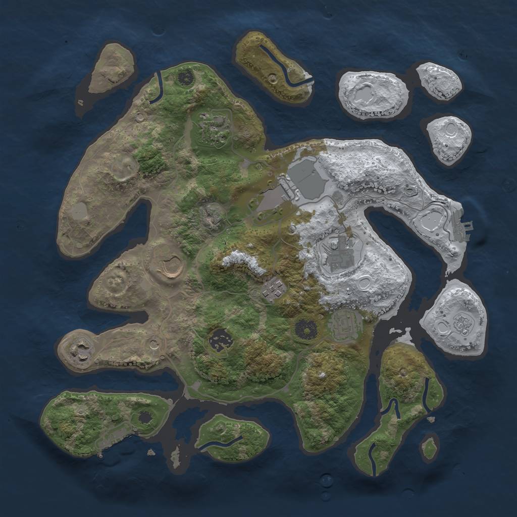 Rust Map: Procedural Map, Size: 3500, Seed: 6146796, 17 Monuments