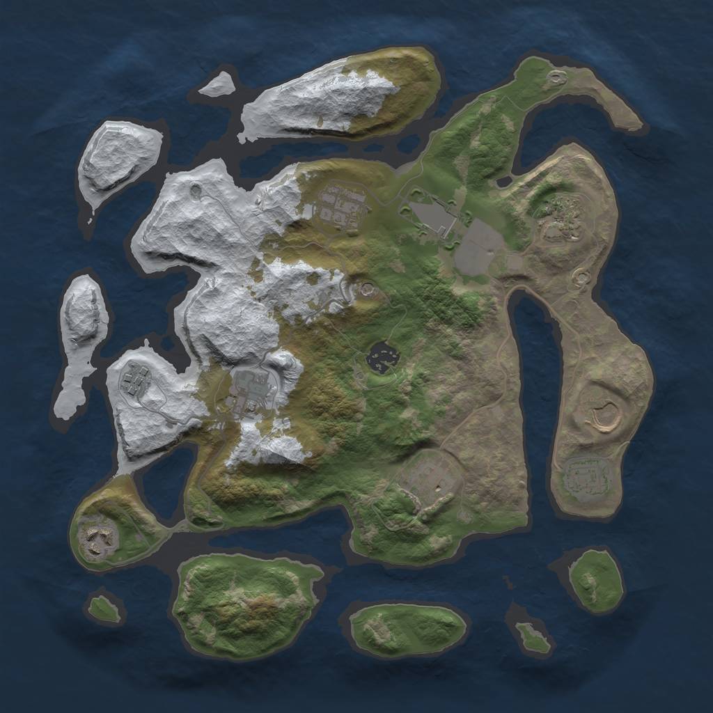 Rust Map: Barren, Size: 3500, Seed: 225839, 13 Monuments