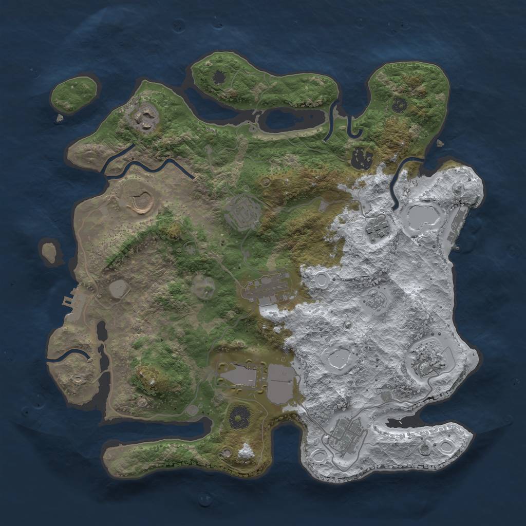Rust Map: Procedural Map, Size: 3500, Seed: 2796449, 17 Monuments
