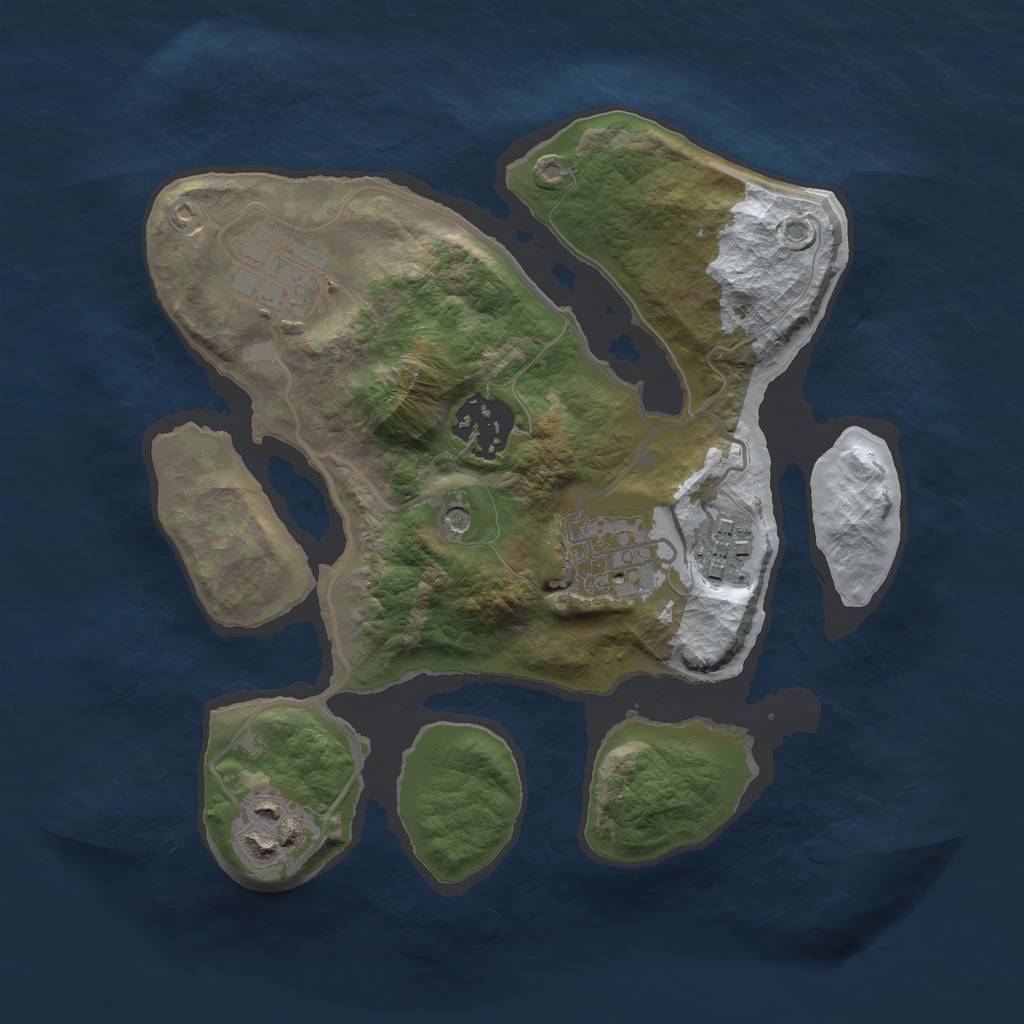 Rust Map: Barren, Size: 2500, Seed: 1756997, 8 Monuments